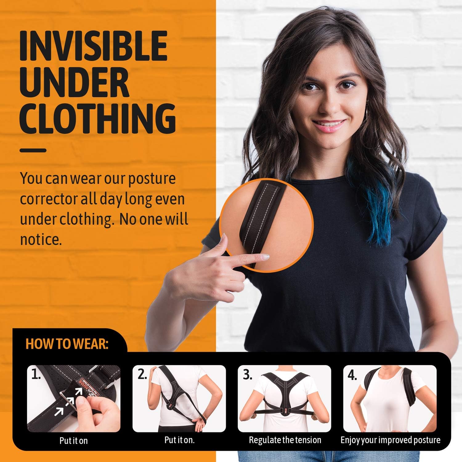 Posture Corrector for Men and Women - Upper Back Brace Straightener with Adjustable Breathable Clavicle Support Effective for Neck, Back and Shoulder Pain Relief Lumbar Support (Regular) (Regular): Industrial & Scientific