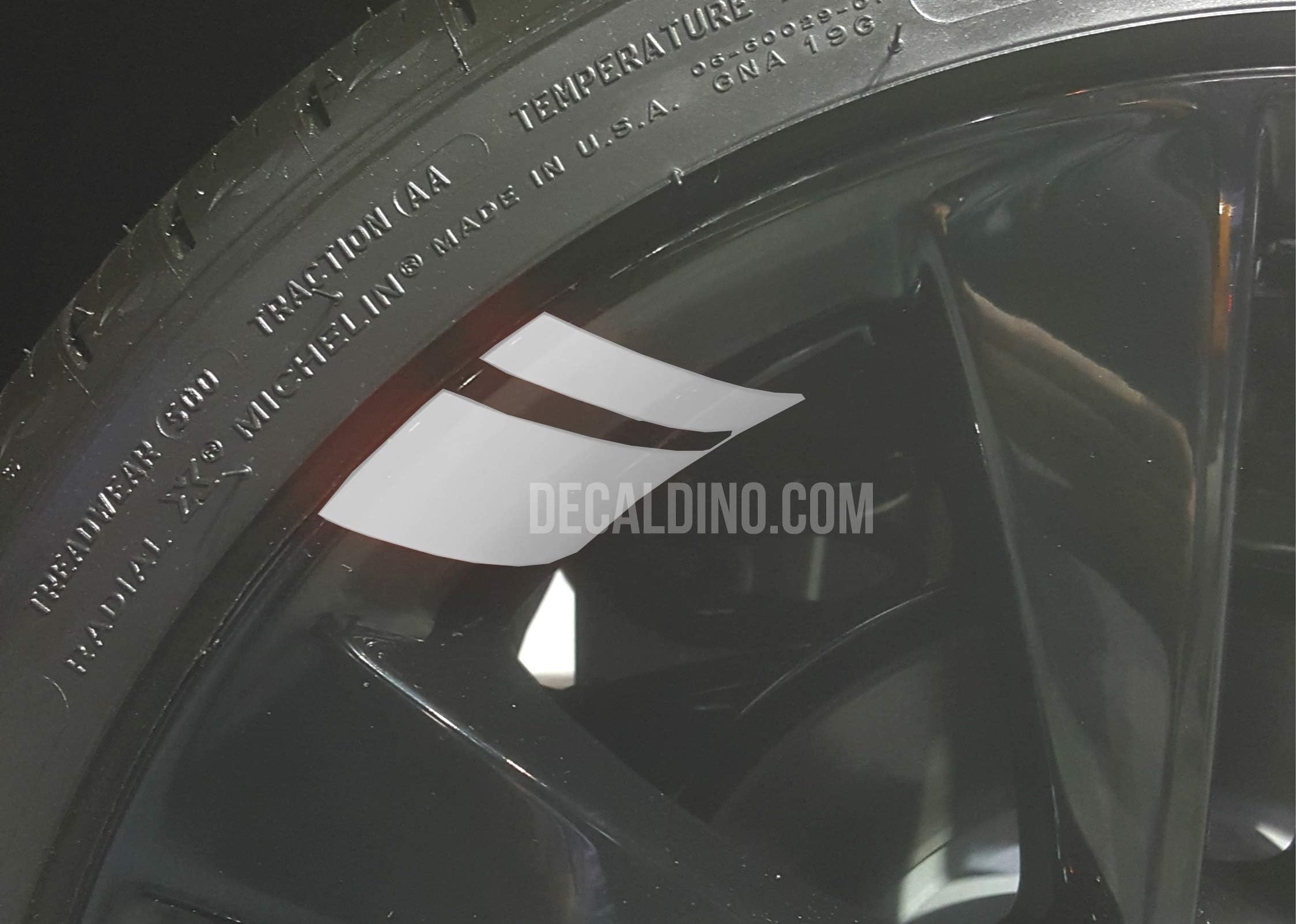 Decaldino Wheel Hash Mark Redline Decals v2 for Silverado + Gloss White