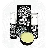 LuckyLuna Complete Tattoo Care Bundle, Aftercare Kit, Includes Foaming Soap, 1oz Organic Magic Salve, Tattoo and Body Lotion, Professional Healing