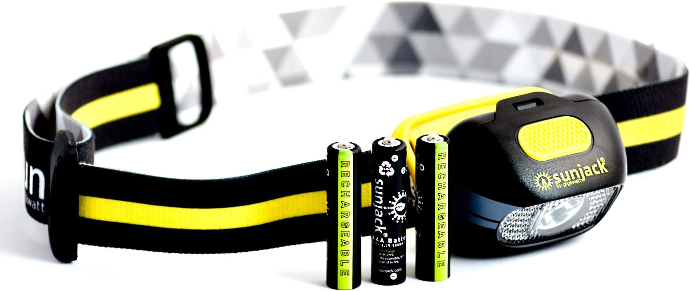 SunJack Rechargeable LED HeadLamp - Bright 210 Lumen Flashlight with Red and Wide Beam - Waterproof for Camping, Running, Reading, Hiking