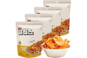 KGALLERY KIMCHIPS Spicy Korean Kimchi Flavor Chips - Crunch Crispy Kimchi K-Snack Rice Cracker K-Food Munchies, Gluten Free Healthy Snack Alternative Korean Spice Flavor - No MSG Added (4 Pack, Mild Spicy)