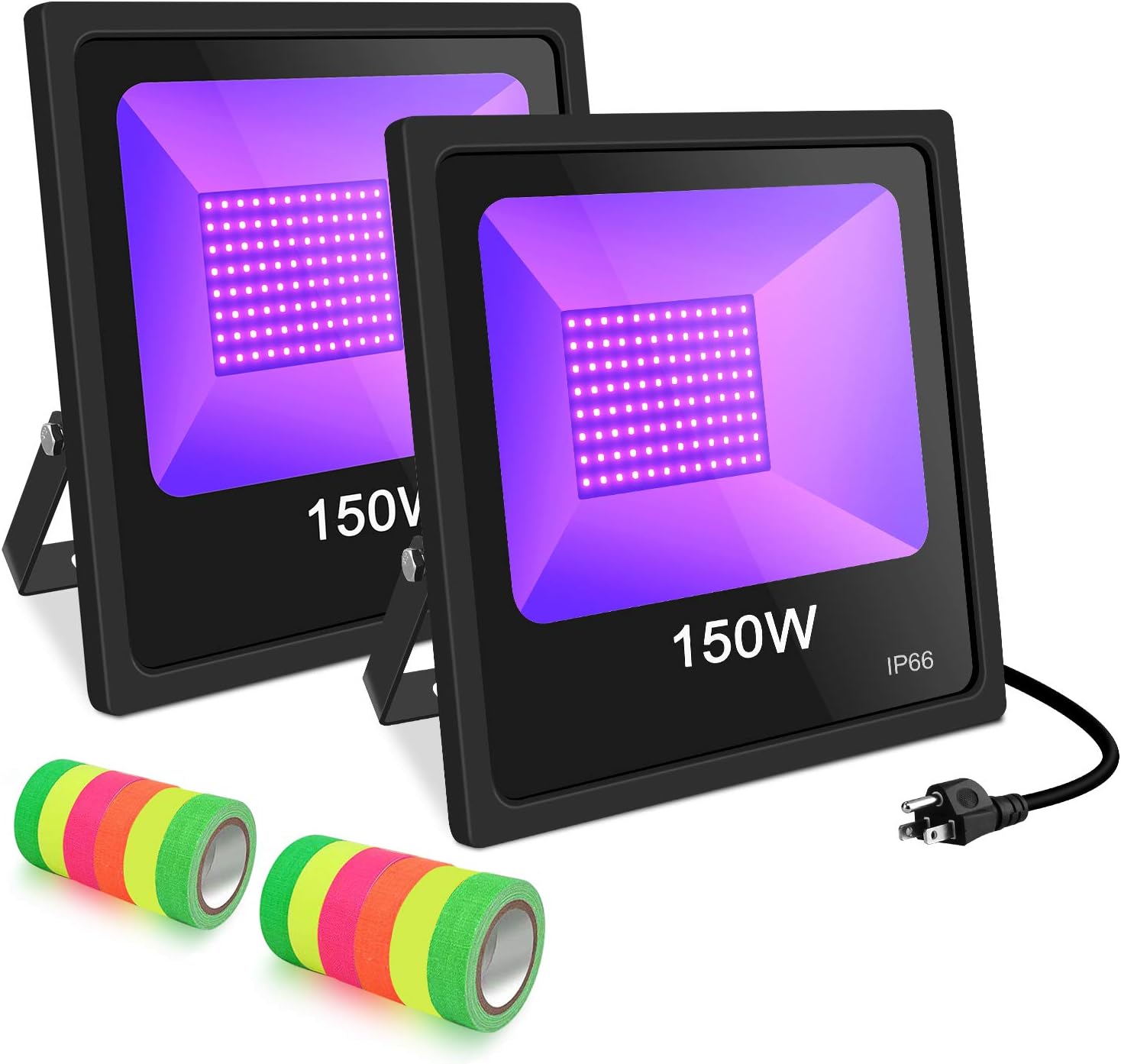 UV LED Black Light 2 Pack 150W UV LED Floodlight Outdoor Waterproof