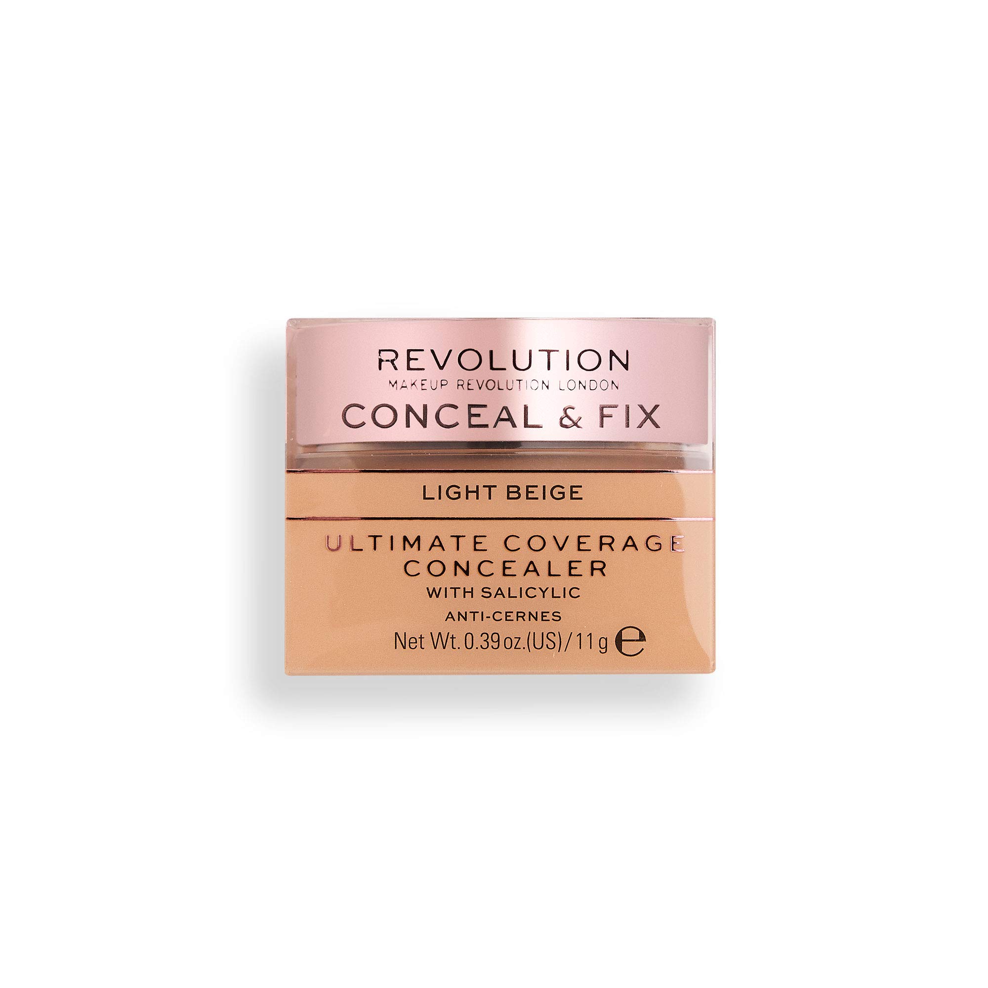 Revolution Beauty London, Conceal and Fix, Ultimate Coverage, Concealer, Light Beige, 11g