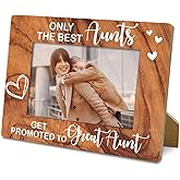 Yxadu Great Aunt Gifts, Rustic Photo Frames 4 x 6, Only the Best Aunts Get Promoted to Great Aunt, Pregnancy Announcements for Family, Farmhouse Picture Frame Gift-Rustic Nature Wood Texture