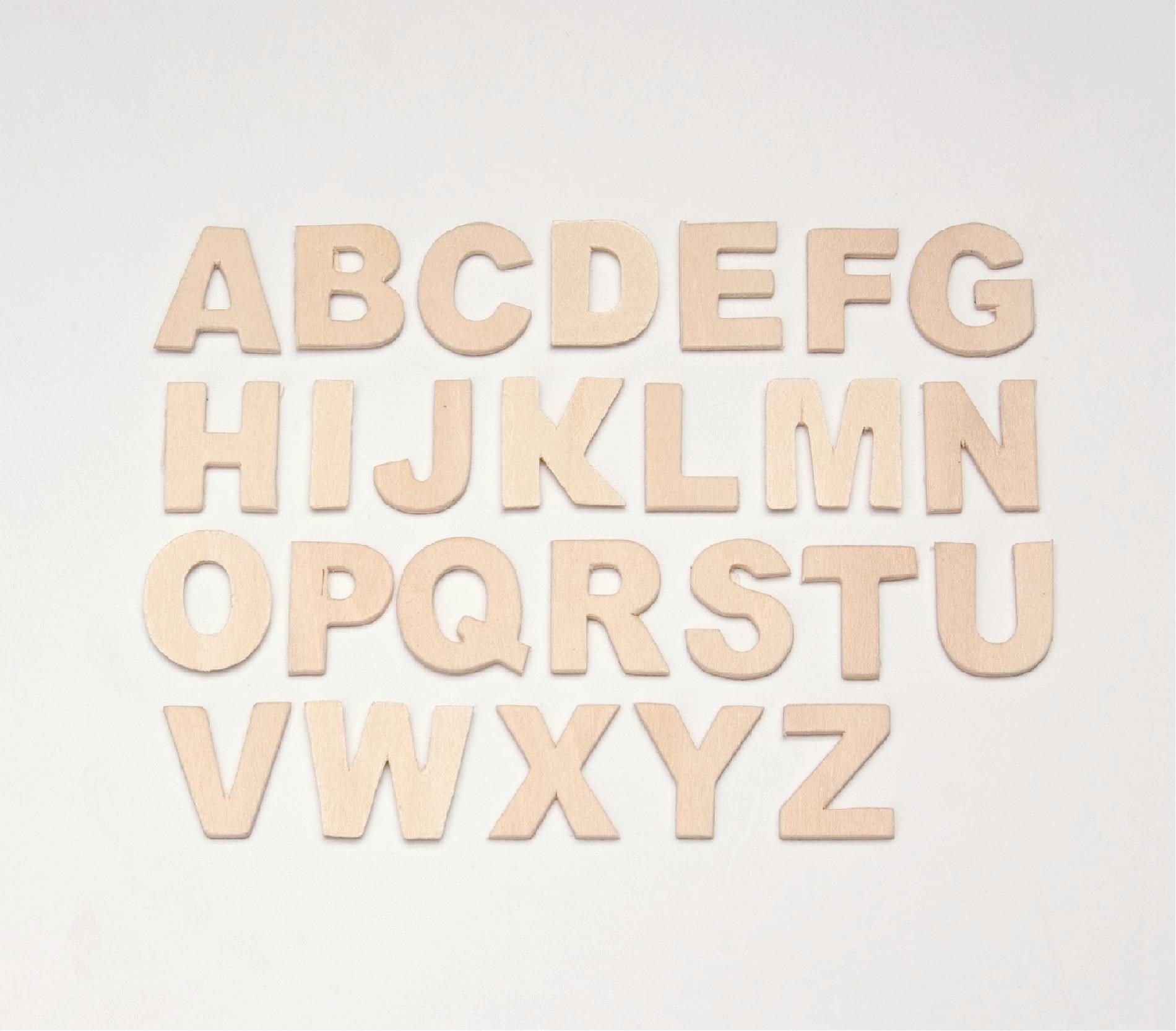 Glorex Wooden Letters, Pack of 26, Natural, 12 x 10 x 0.5 cm