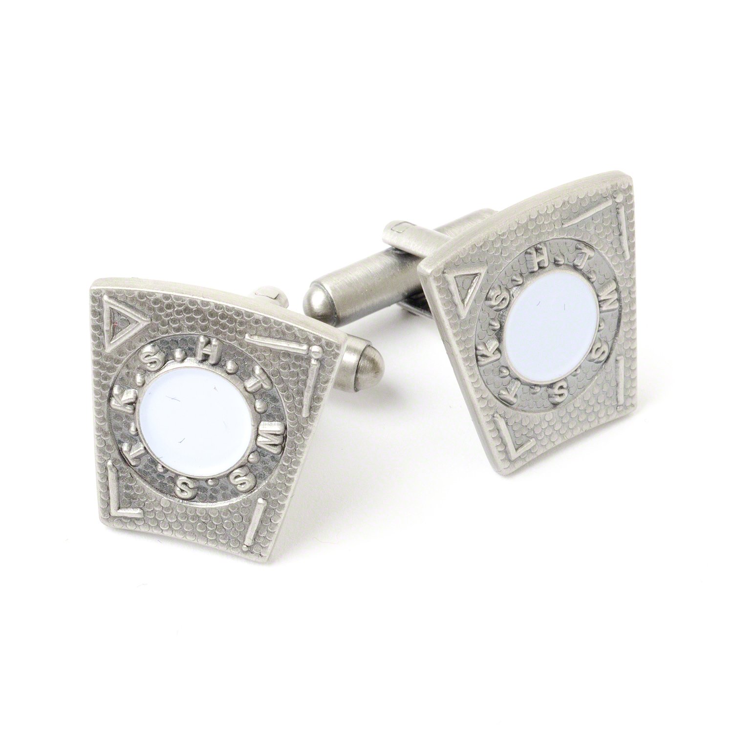 THE MASONIC COLLECTION - Mark Degree Keystone Cufflinks - Silver Plated - Comes in Velvet Pouch/Cufflink Box Option - Freemason Gifts for Men