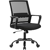 BestOffice Swivel Rolling Computer Chair Executive Lumbar Support Task Mesh Chair Adjustable Stool for Women Men (Black)