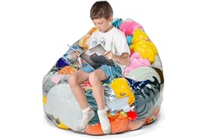 NJXMDR Clear Stuffed Animal Chair Storage Bean Bag Chair Cover – Extra Large 150L Toy Organizer for Kids, Waterproof Easy-Clean Plush Toy Holder Seat (Cover Only, No Filler Included)