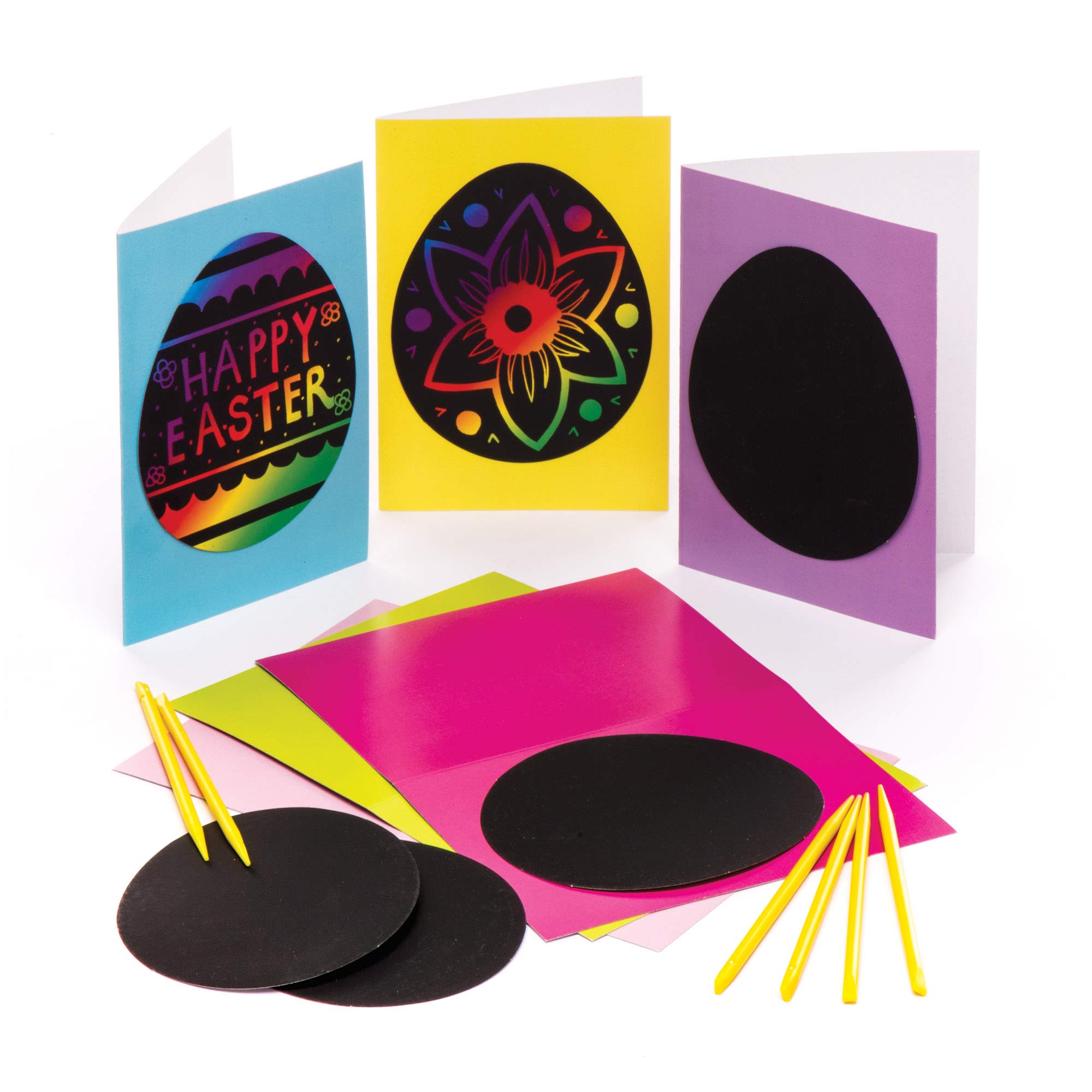 Baker Ross Easter Egg Scratch Art Cards - Pack of 6, Scratch Art for Kids (AW189)