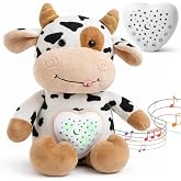 Baby Sound Machine Plush Cow with Cry Detector &amp; Star Projector &ndash; USB Rechargeable White Noise Machine Baby with 15 Melodies &amp; Timer &ndash; Lullaby Sound Machine &amp; Baby Sleep Soother for Newborns