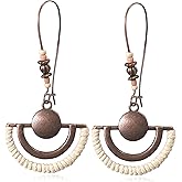 GPASTG Handmade Bohemian Vintage Alloy Geometry Flower Teardrop Leaf Dangle Drop Leverback Earrings For Women