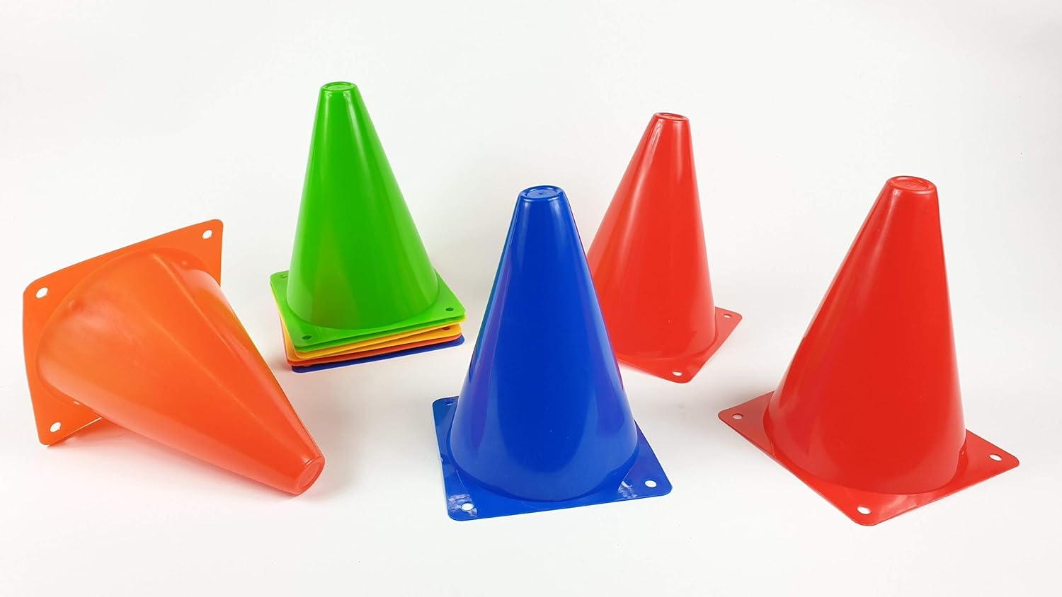 Football Cones Training Marker Cones. Set of 10 Green Red Yellow Orange