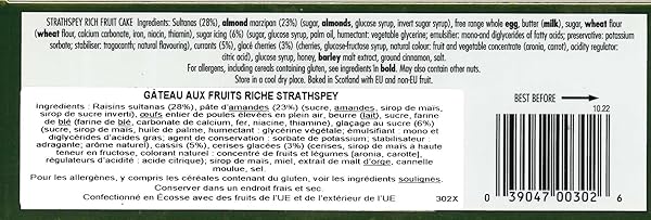 WALKER’S SHORTBREAD STRATHSPEY RICH HOLIDAY FRUIT CAKE, LUXURY HOLIDAY TREAT, 17.6 OZ BOX