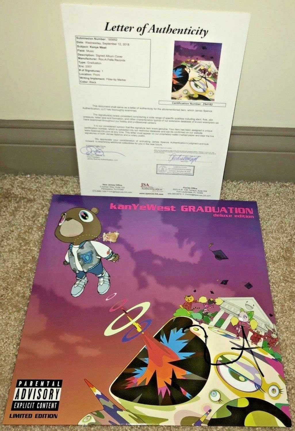 Kanye West Autographed Signed Graduation Vinyl Album Yeezy 2018