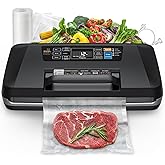 95kpa Vacuum Sealer, Commercial Fully Automatic Food Sealer, Powerful Sealing System, Double Heat Seal, Built-in Cutter and Bag Storage, 1 Roll Bag and 10 Precut Bags