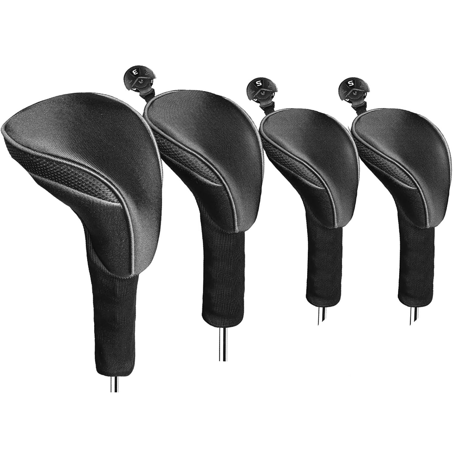Golf Woods Club Head Covers 3/4 Set With Gift Box, Golf Head Covers 1 3 5 7 X With Interchangeable Number Tag for Men Women Fit All Wood Clubs (Dark-4 pack (Driver+Fairway+2 Hybrid))