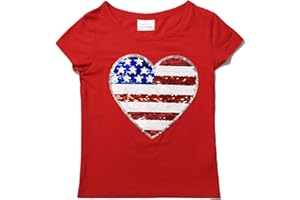 HH Family 4th of July Shirts for Girls Patriotic American Flag Kids Clothing