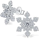 0.5CT Moissanite Snowflake Earrings Brilliant Jewelry for Women D Color VVS1 S925 Sterling Silver 18K White Gold Plated for Mother Love Friend Mother’s Day Birthday Gift for Her