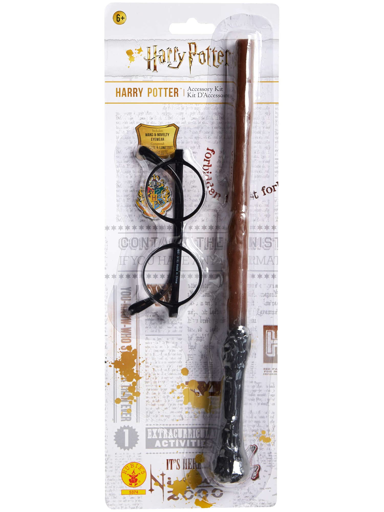 Rubies Official 5374NS000 Harry Potter Wand & Glasses Bilster Kit Harry Potter