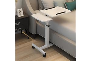 TAKPYLIA Medical Overbed Bedside Table,Over Bed Table with Wheels Adjustable Height,Rolling Laptop Stand Tilting Tray Desk,Mobile Standing Desk Cart Table for Sofa Chair Side Table,Hospital (White, 89cm/39in)