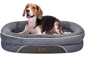 WOZOKE Orthopedic Waterproof Large Dog Bed: Washable Dog Bed with Bolsters - Removable Orthopedic for Medium L XL Large Sized - Non-Slip