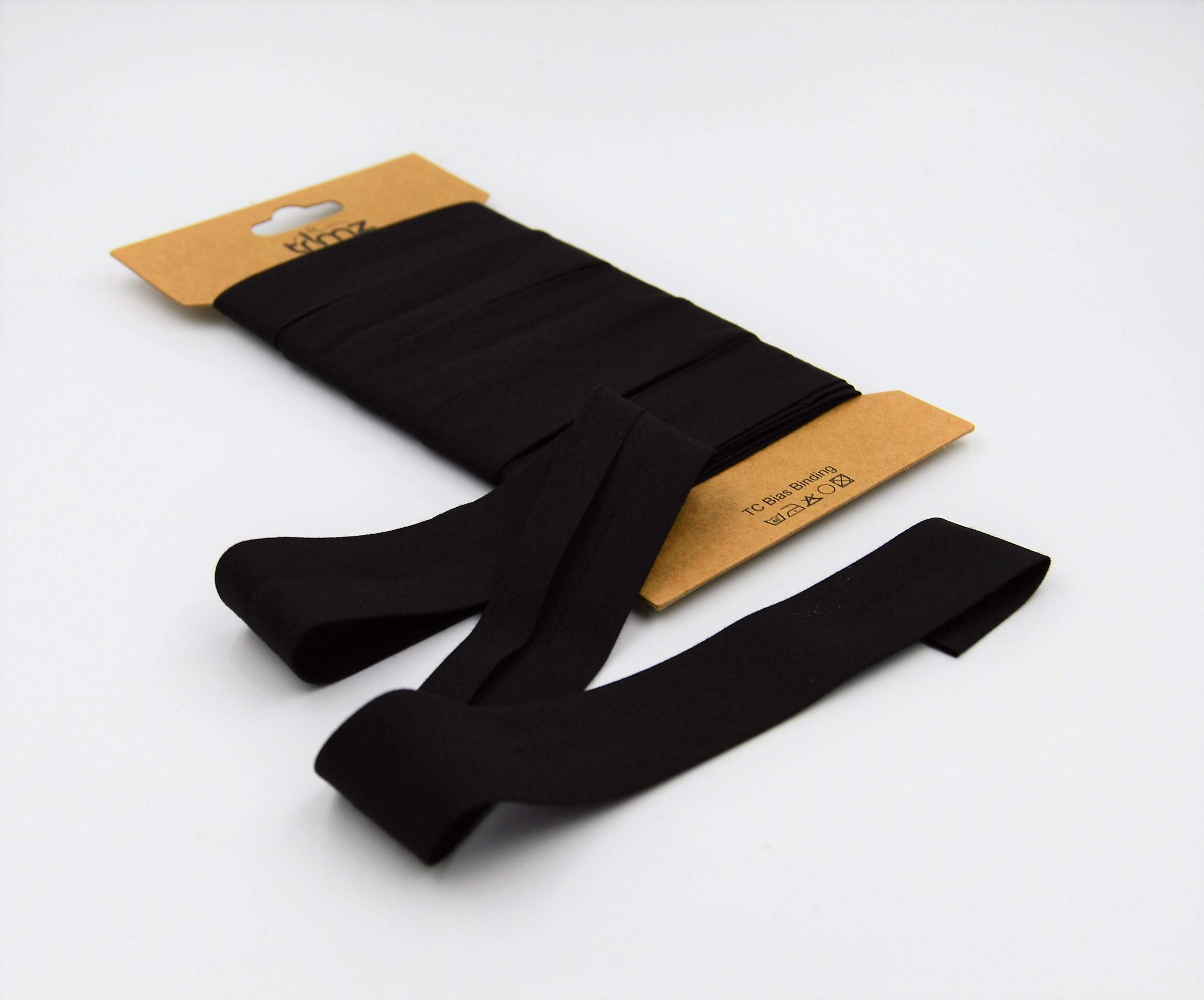 Trimz Poly Cotton Bias Binding, Black, 25mm x 5m