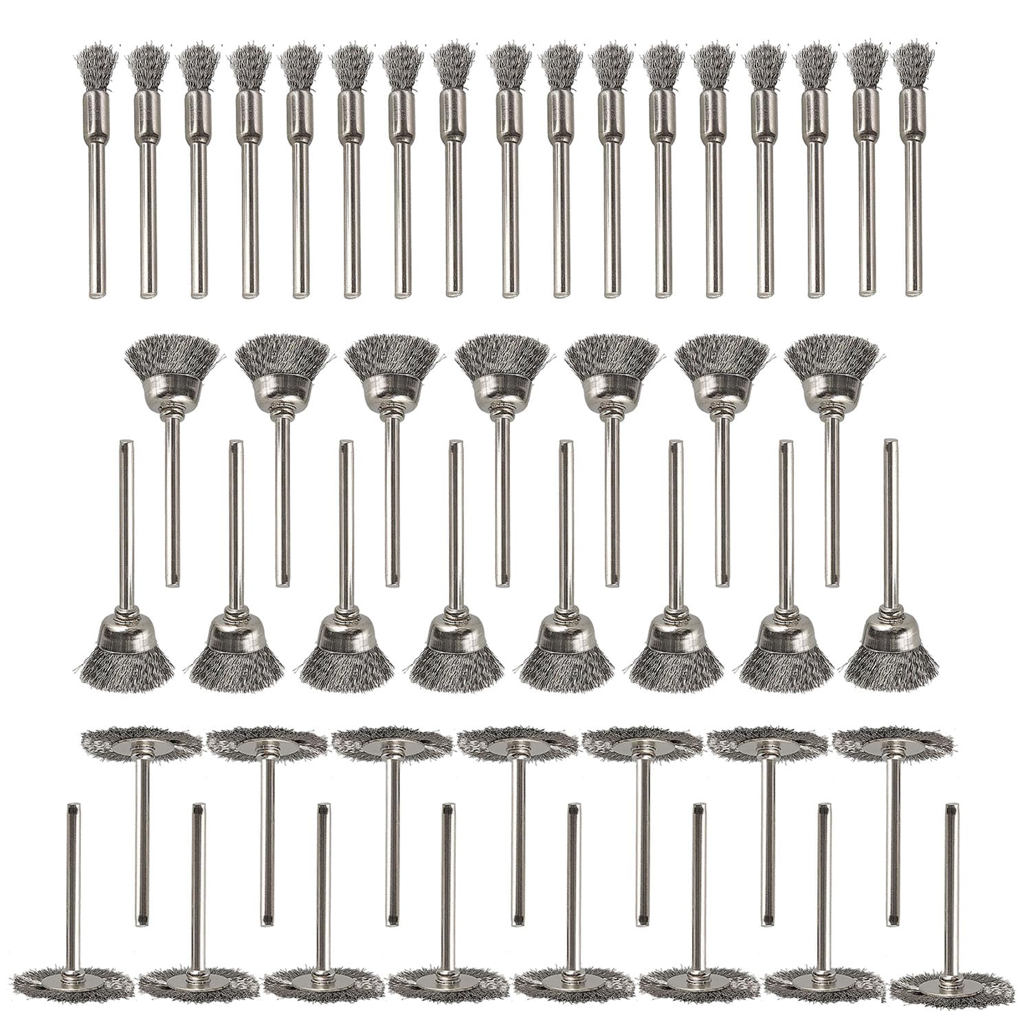 Gasea 45Pcs Wire Brushes Set, 3mm Shank Mini Wire Polishing Wheel Cleaning Brush Drill Rotary Tools Assortment Kit