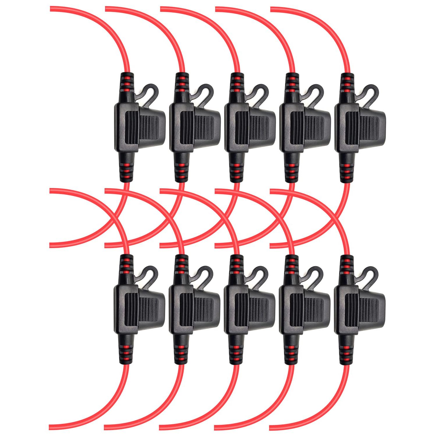 MACHSWON Waterproof Inline Automotive Fuse Holder 10 Pack for Mini Fuse, UL1015 16 Gauge AWG 12 Inches Wire, for ATM Blade Fuse