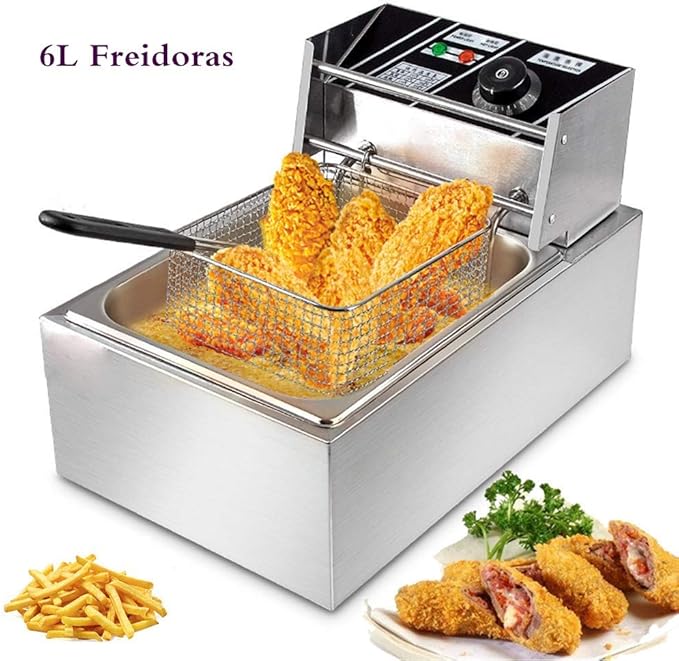 Freidora Industrial Profesional,220-240V 6L Freidora Electrica ...