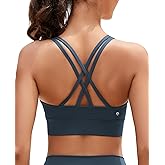AegisChic Strappy Sports Bra for Women Yoga Sports Bras Criss-Cross Back Workout Medium Support with Removable Cups