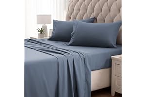 SLEEP ZONE® Nanotex® Super Soft Cooling Kids Bed Sheets Set Twin XL 3 Piece - Easy Care Fitted Flat Sheet & Pillowcase Sets - Wrinkle Free, Fade Resistant, Deep Pocket 16" (Flint Blue, Twin XL)