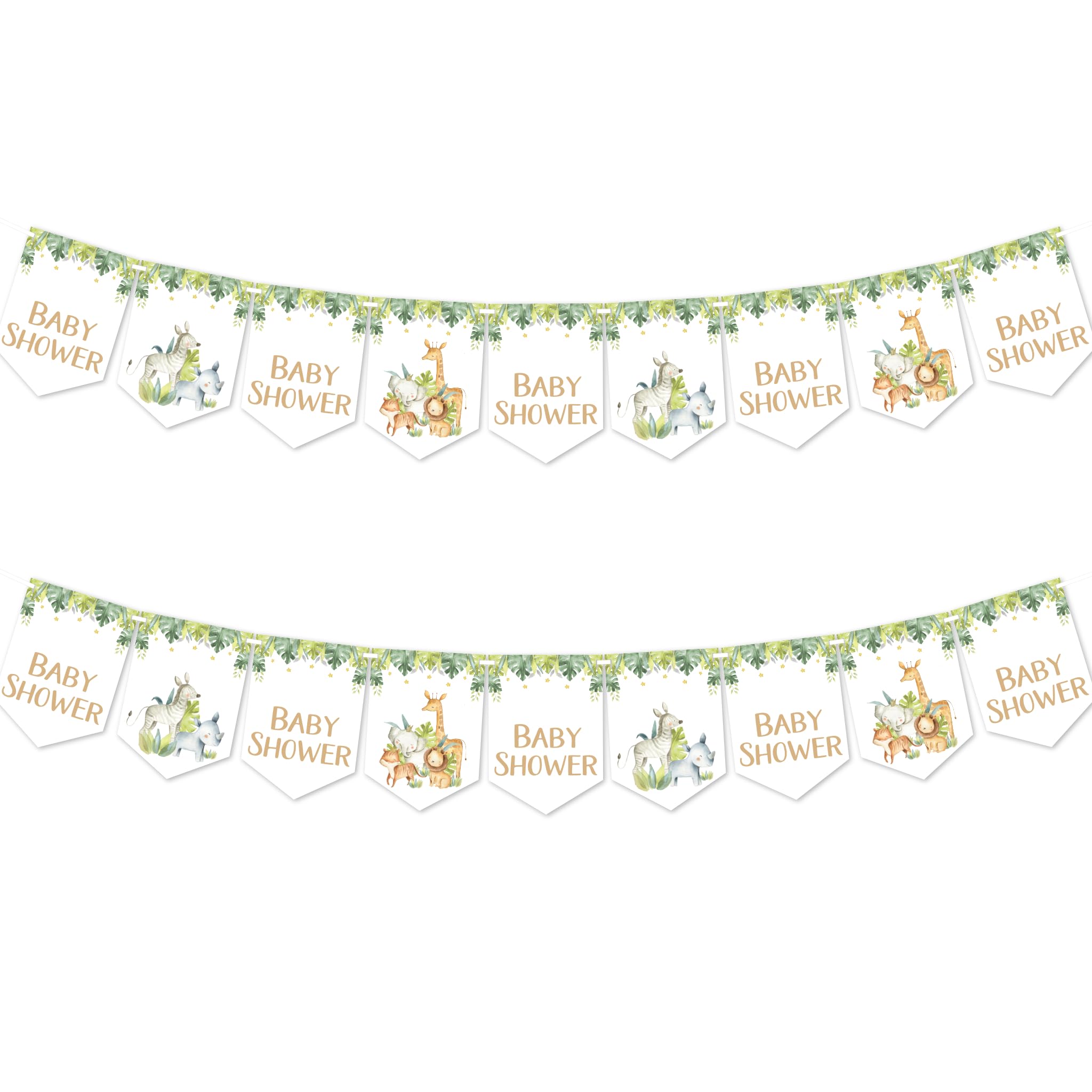 Pink Bee Parties 2 x Safari Themed Baby Shower Banners 'BABY SHOWER' - 9 Flag — image 1