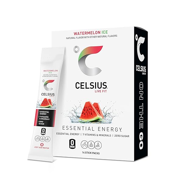 CELSIUS® ON-THE-GO POWDER STICKS WATERMELON ICE, ESSENTIAL ENERGY 2.5 OZ (14 STICKS PER PACK)