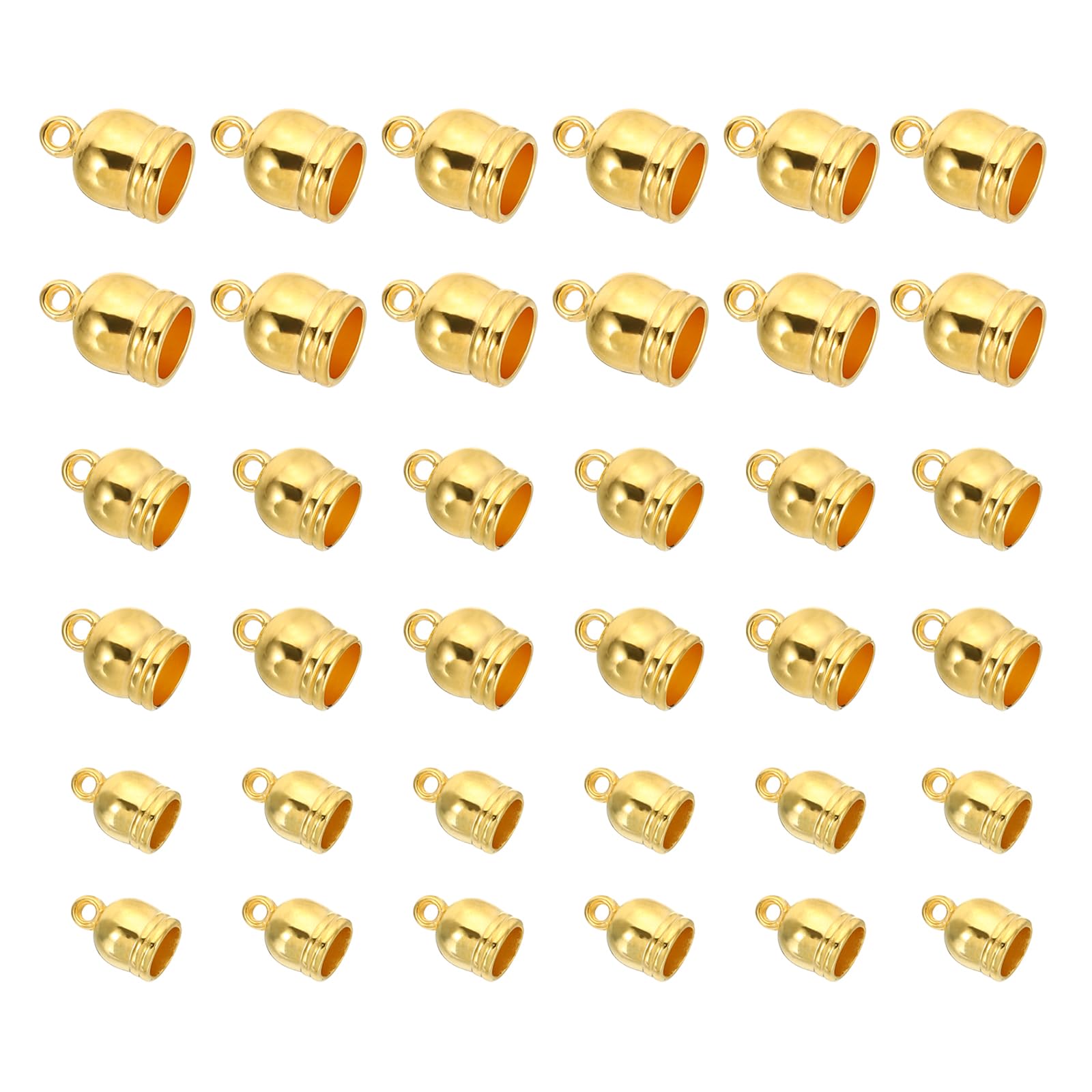 PATIKIL 6.5mm, 8mm, 9mm Cord End Caps Set, 150Pcs Alloy Round Terminators Cord Findings Clasp for Jewelry Making Bracelet Tassel DIY Crafts, Gold Tone