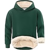Spring&Gege Boys Girls Fleece Sherpa Lined Hoodie Kids Winter Warm Pullover Hooded Sweatshirts