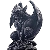 JORAE Winged Gargoyle Statue Home Decor Halloween Figurines 9" H | Indoor Outdoor Sitting Guardian Sculpture Gargoyle Collectible Polyresin