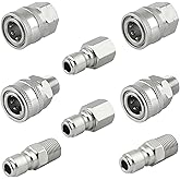 Raincovo Pressure Washer Quick Connect 3/8 Inch, Stainless Steel, 8 Piece | Pressure Washer Fittings, Adapter Set, Female and Male Thread