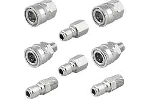 Raincovo Pressure Washer Quick Connect 3/8 Inch, Pressure Washer Fittings, Stainless Steel Adapter Set, Female and Male Thread, 8 Pieces