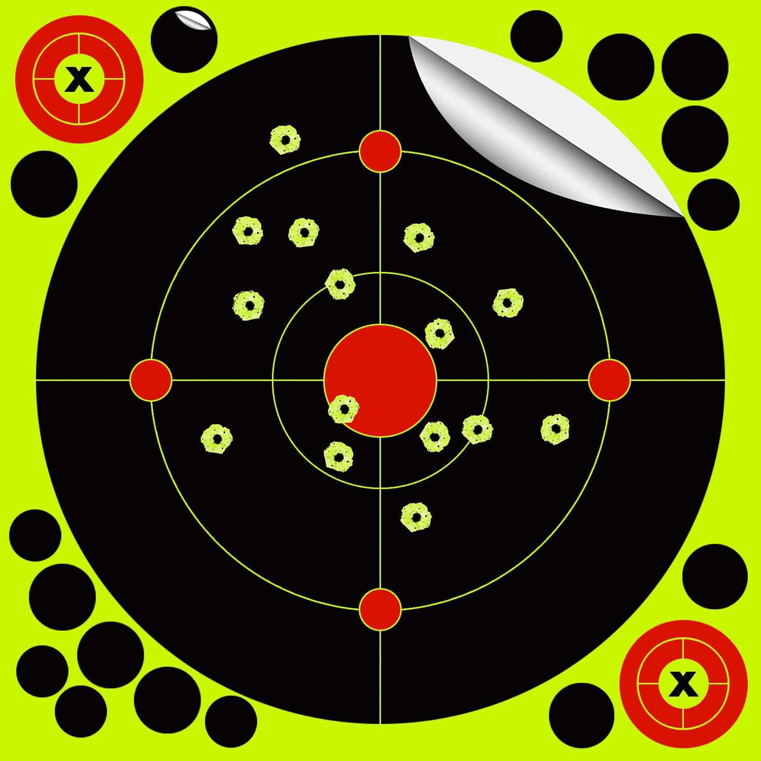 50-Sheet Shooting Targets - 8 Inch Self Adhesive Paper Reactive Splatter Targets Stickers - Great for All Firearms, Rifles, Pistols, AirSoft, BB & Pellet Guns