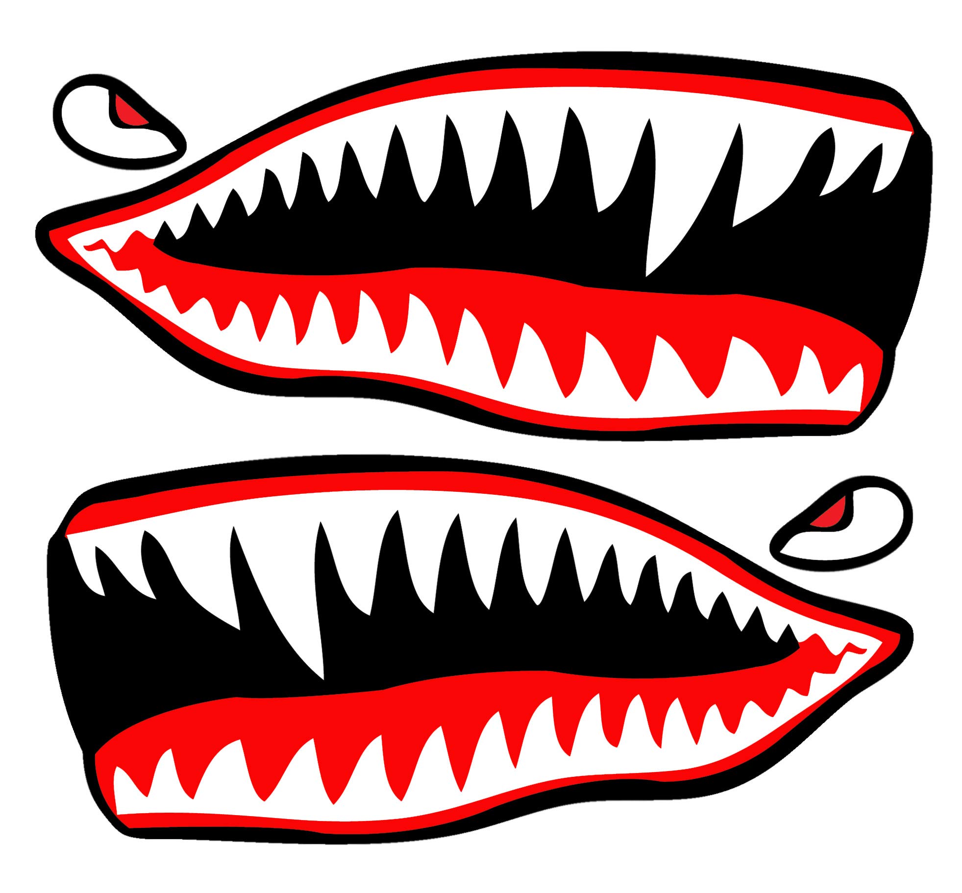 SkinoEu® 2 x Vinyl Decals Stickers Cartoon Funny Shark Teeth Laptop iPad Car Window Auto Moto Motorcycle Helmet Bike Skate Truck Racing Tuning B 64
