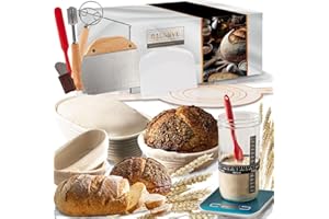 Sourdough starter kit, Inclusive sourdough bread baking supplies. Sourdough Starter Jar, banneton bread proofing basket, doug