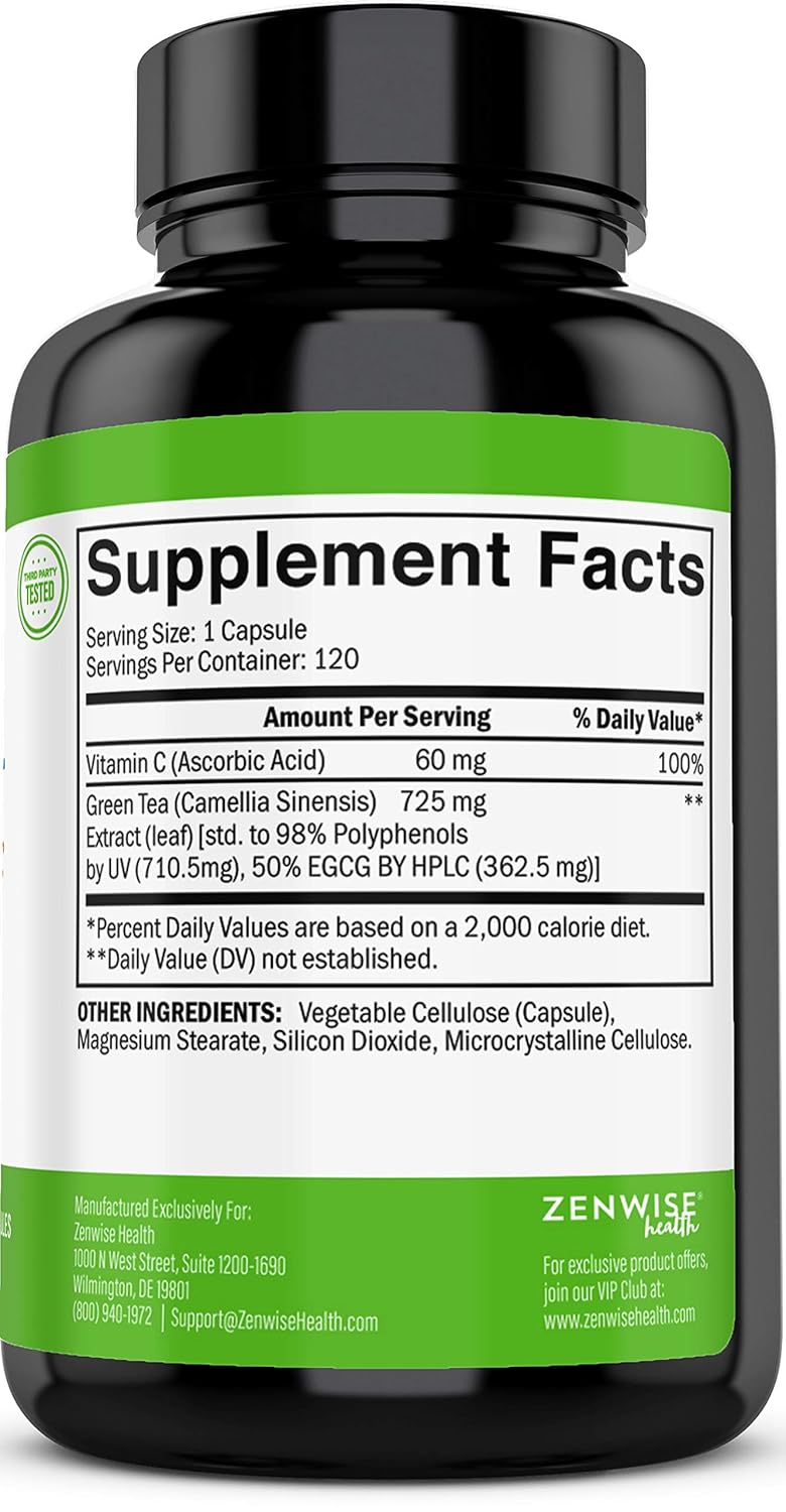 Green Tea Extract Supplement with EGCG Vitamin C Antioxidants