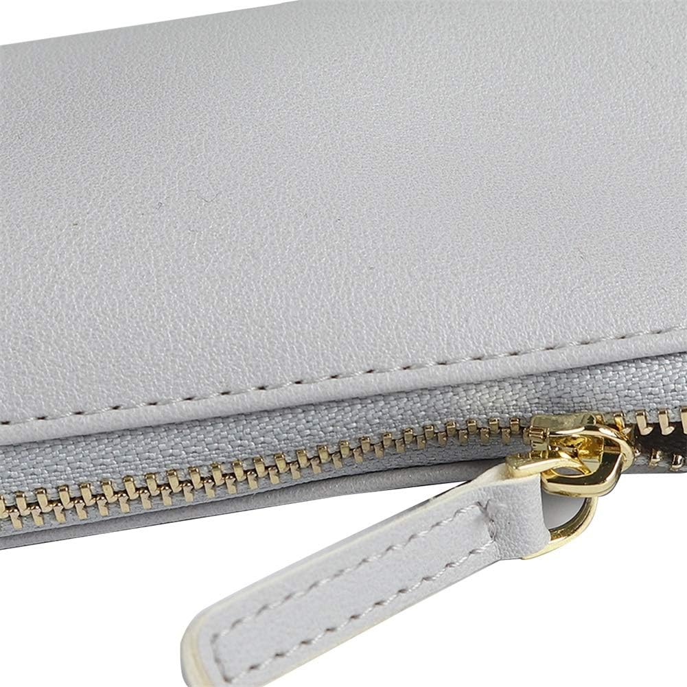 Fyore Luxury PU Leather Pencil Case Slim Design with Metallic Zipper Pocket Size for Pen Make Up Brush (Grey) - Image 4