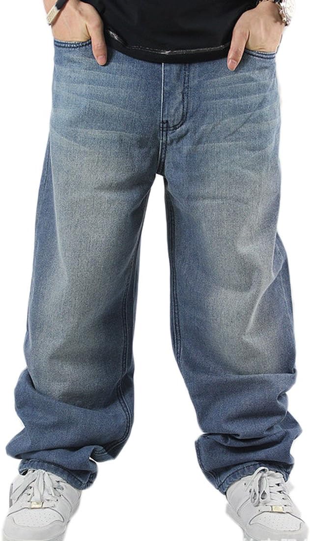 QIBOE Men's Baggy Jeans Denim Sweatpants Loose Pants