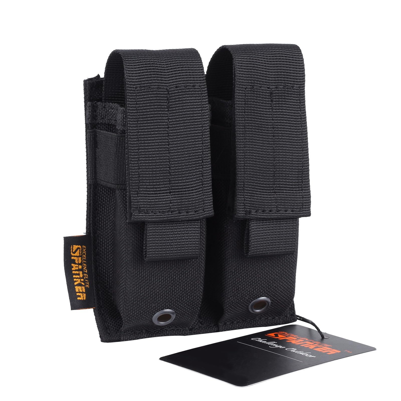 EXCELLENT ELITE SPANKER Single/Double Pistol Magazine Holder Tactical Mag Pouch 9mm Magazine Pouch (Double-BLK)