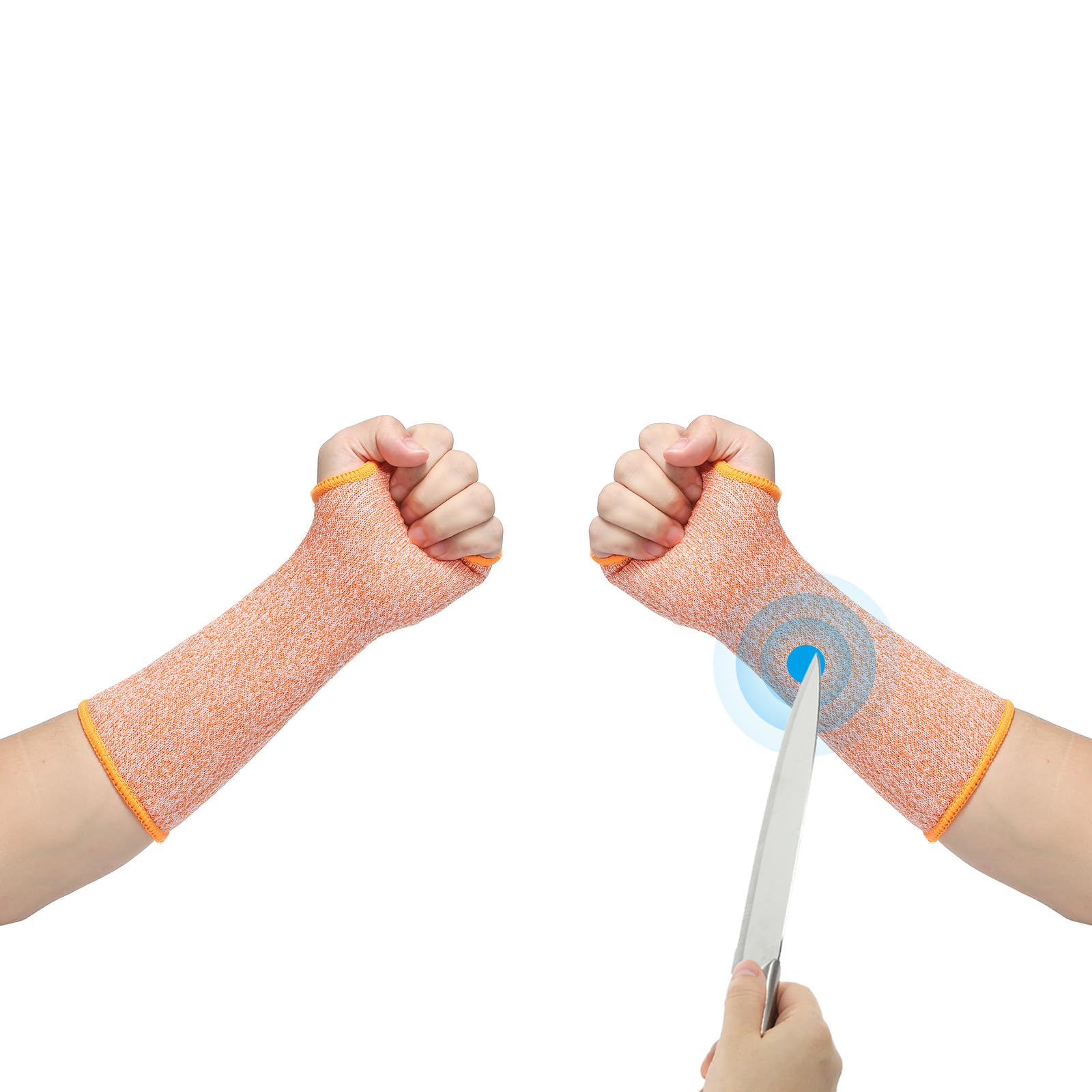 PATIKIL 10 Inch Cut Resistant Sleeve, Arm Safety Protectors Sleeves with Thumb Hole Level 5 Protection Forearm Guard Sleeves for Thin Skin and Bruising, XS, Orange
