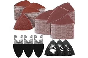 Aozzy 196 Multi Tool Sandpaper Kit for Oscillating Tool Sanding Pads, Compatible with Bosch/Dewlta/Fein etc Brands, Multiple Grits Available for Sanding Hardwoods,Metals,Wall Finishes