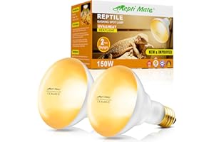 REPTI MATE 2Pack Reptile Heat Lamp Bulbs, 150W Reptile Heat Emitter Basking Spot Light, UVA Daylight Heat Lamp Bulbs for Chickens Coop Reptiles Pets Brooder Use