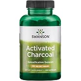 Swanson Activated Charcoal Digestive Support Supplement, 120 Count | 120 activated charcoal capsules, 260 mg each; gut health and occasional gas and bloating relief