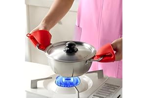 1 Pairs Mini Oven Gloves Silicone Heat Resistant Cooking Pinch Mitts Potholder for Kitchen Cooking & Baking,Red